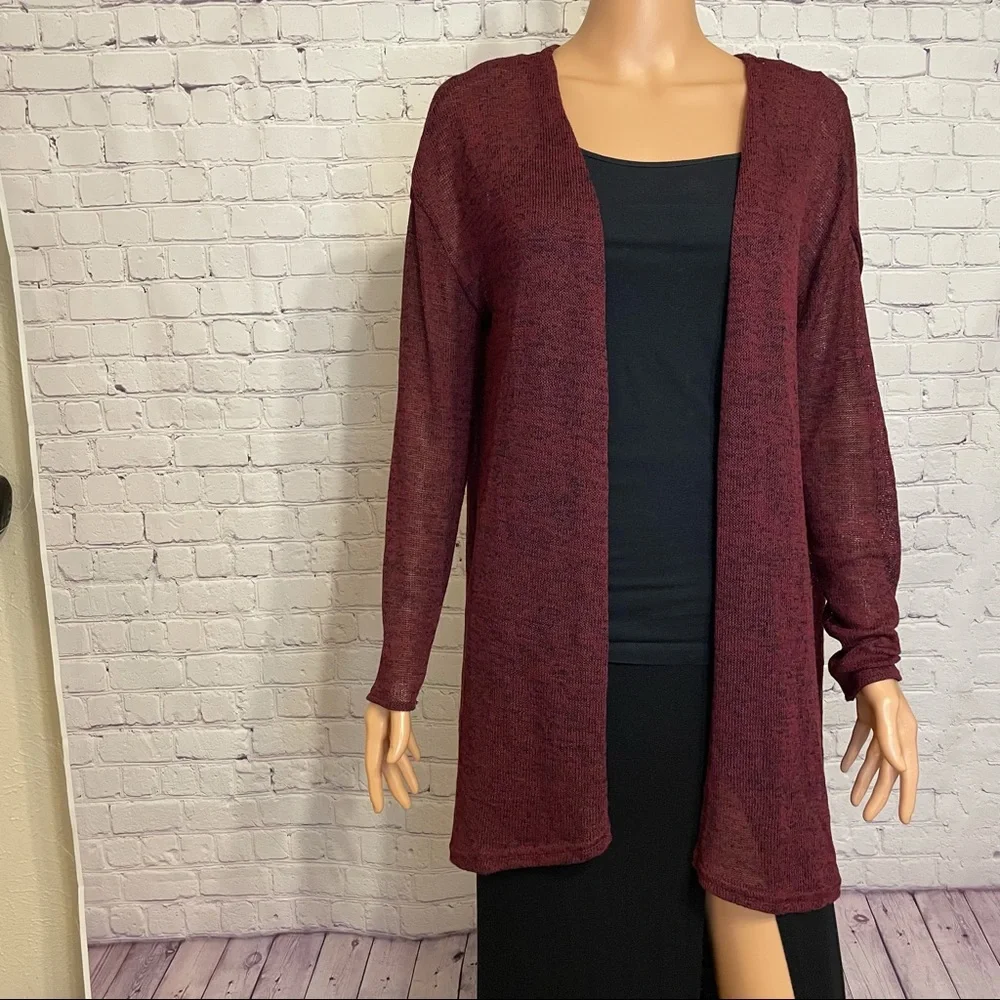 H & M Light maroon draped open front sweater size small boho